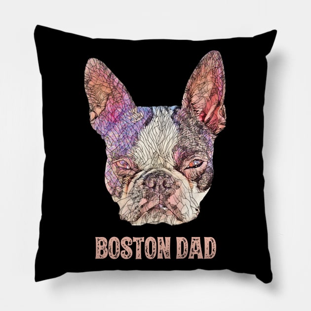 Boston Terrier Dad Father's Day Gift Pillow by DoggyStyles