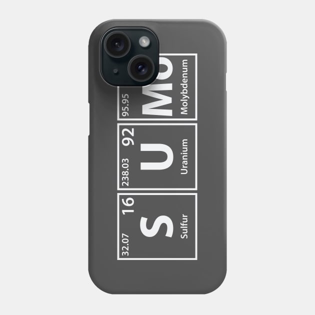 Sumo (S-U-Mo) Periodic Elements Spelling Phone Case by cerebrands