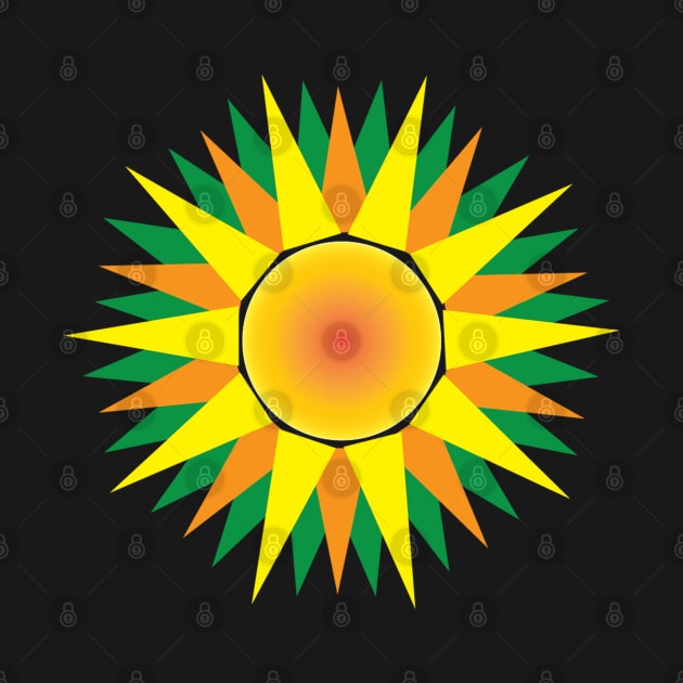 Vibrant Geometric Sunflower by CityNoir