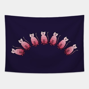 Viva Magenta Rainbow Cats Tapestry