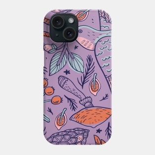 Purple Bird Pattern Phone Case