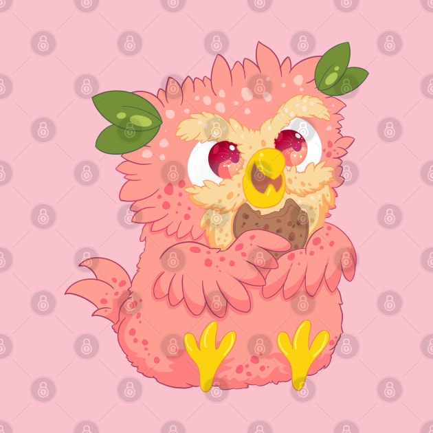little peach owl with yummy cookie- for Men or Women Kids Boys Girls love owl by littlepiya