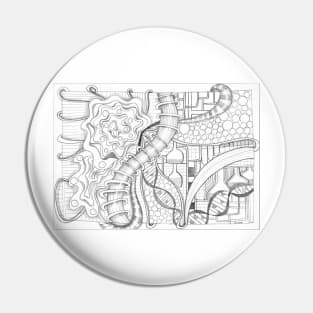 Illustration hand draw with science theme greyscale monochrome Pin