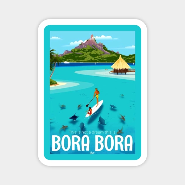 Vintage Travel Poster - Bora Bora Magnet by Starbase79