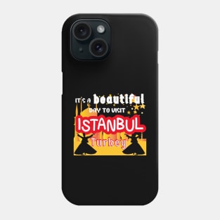 Travel to beautiful Istanbul in Turkey. ( Bright text ) Gift ideas for the travel enthusiast available on t-shirts, stickers, mugs, and phone cases, among other things. Phone Case