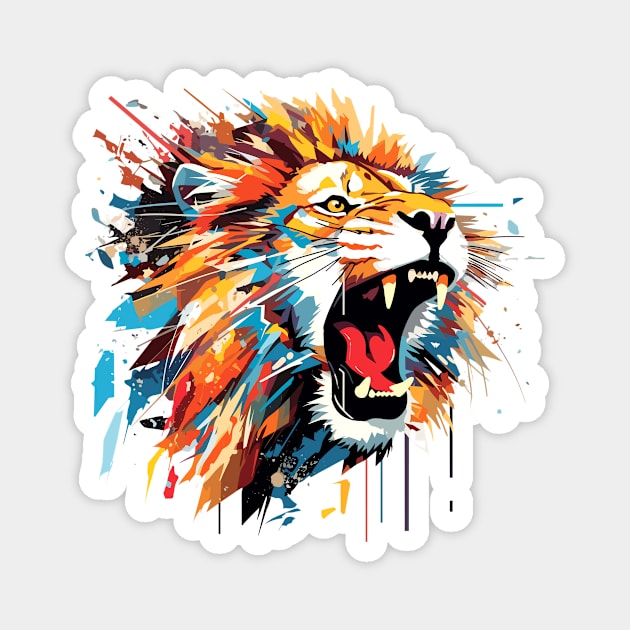 Lion Animal Freedom World Wildlife Wonder Abstract Magnet by Cubebox