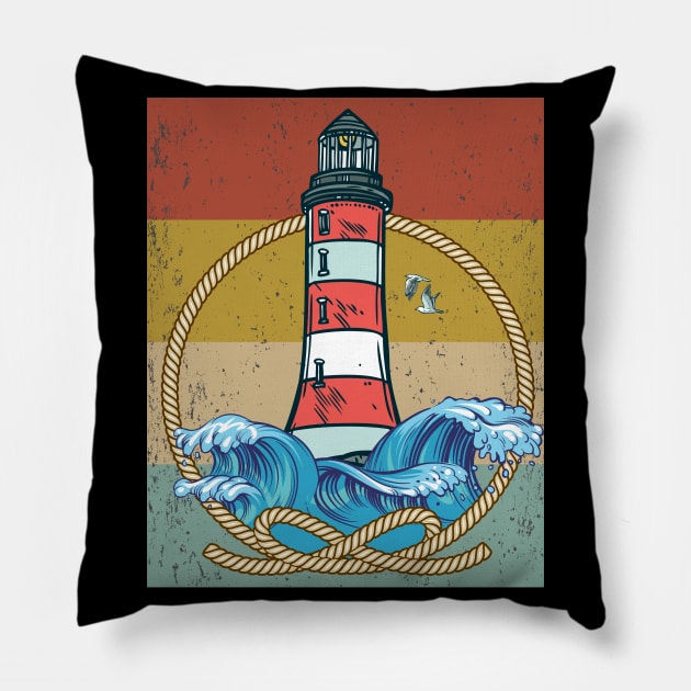 Lighthouse Sea Seagull Coast Shipping Vintage Pillow by Monstershirts