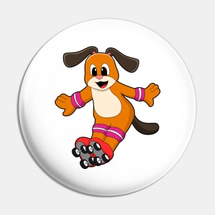 Dog as Skater with Inline skates Pin