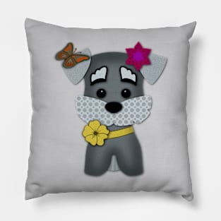 Cute miniature schnauzer illustration Pillow