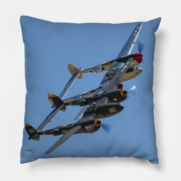 P-38 Lightnings Pillow by acefox1