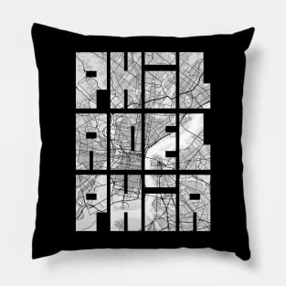 Philadelphia, USA City Map Typography - Light Pillow