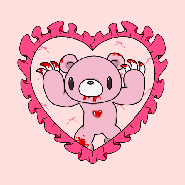 Gloomy Bloody Bear Cute Heart by CandyCornSketches