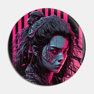 Female Cyberpunk Samurai Pin