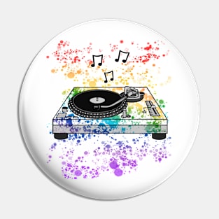 DJ Turntable Rainbow Colours Music Producer Musician Pin