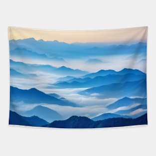 Mountain Sea Clouds Sunset Sky Landscape Tapestry