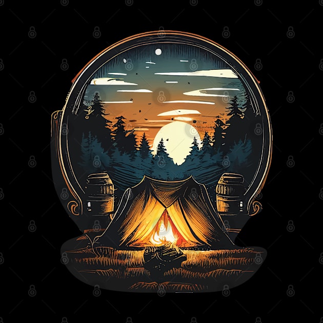 Camping campfire at night by Bugaga