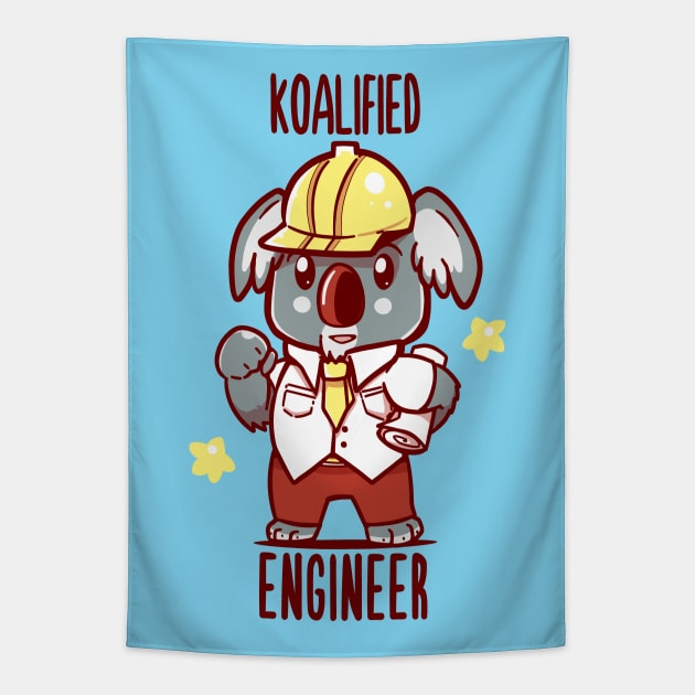 Koalified Engineer - Koala Animal Pun Tapestry by TechraNova