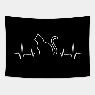 Cat Heartbeat Cats Lover Funny Tapestry