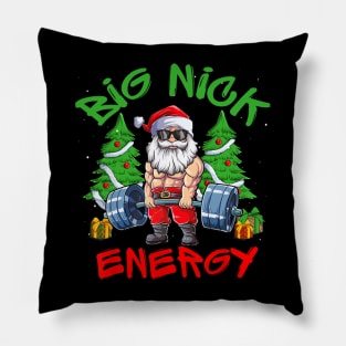 Big Nick Energy Santa Gym Fitness Weight Lifting Christmas Pillow