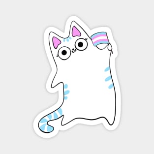 Trans Pride Flag Waving Purple Cat Queer LGBTQIA transgender Magnet