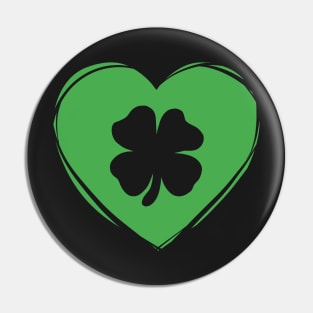 St Patrick’s Day Green Heart Four Leaf Clover Pin