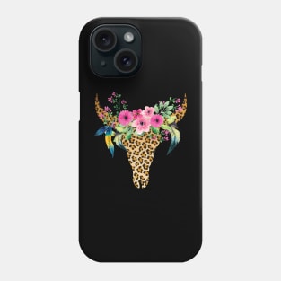 Cow Bull Skull Floral Skeleton Phone Case