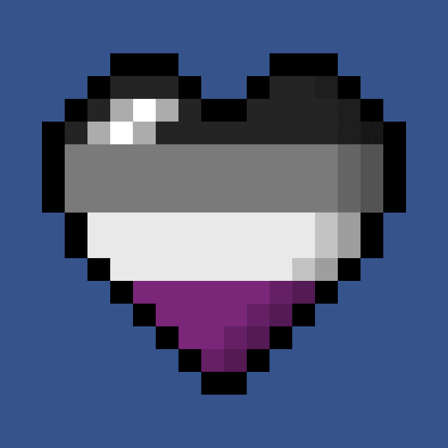 Large Pixel Heart Design in Asexual Pride Flag Colors by LiveLoudGraphics