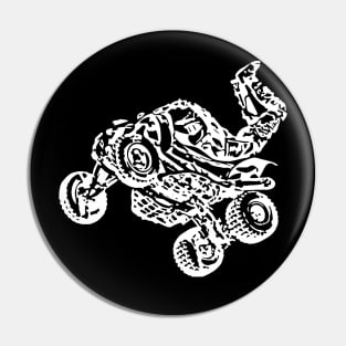 ATV Quad Freestyle White Sketch Art Pin