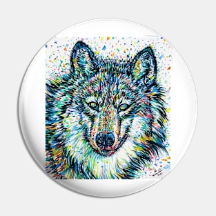 WOLF - watercolor and ink portrait Pin