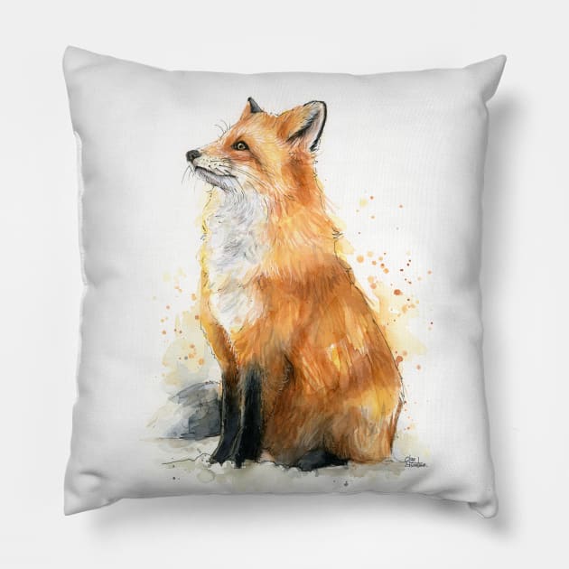 Fox Watercolor Pillow by Olechka