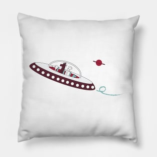 Spaceship and Aliens Pillow