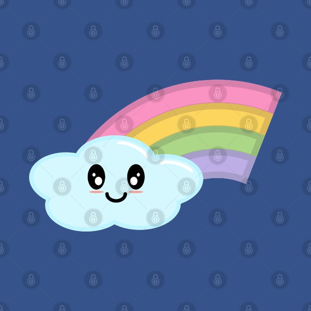 Kawaii Cute Happy Rainbow in Blue by Kelly Gigi