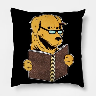 Cute Funny Dog Reading Book - Book Lover Pillow