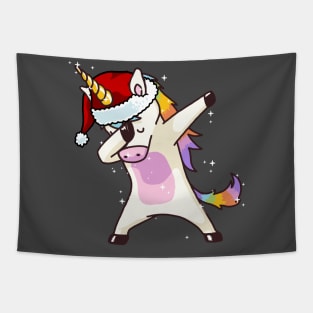 Dabbing Unicorn Shirt Hip Hop Dab Santa Hat Christmas Shirt I Tapestry