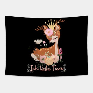 Reh Liebe Tiere Prinzessin Blumen Süß Tapestry