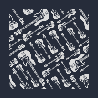 Bass Guitar Seamless Pattern Dark Theme T-Shirt