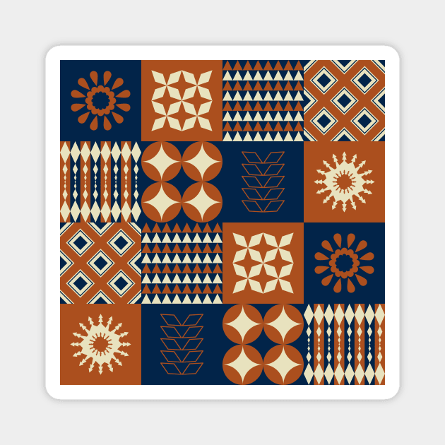Vintage Scandinavian patchwork pattern Magnet by PaepaeEthnicDesign