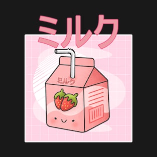 Japanese Aesthetics Kawaii Strawberry Milk Shake T-Shirt