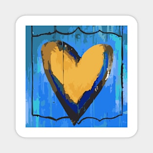 Artful Heart Blue & Gold Magnet