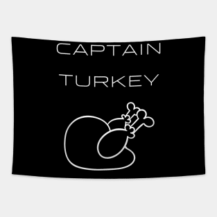 Captain Turkey Typography White Design Tapestry