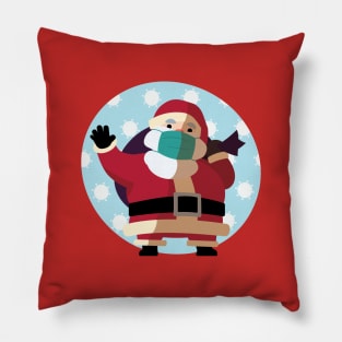 Covid Claus - Santa Claus Masks Up to Slow the Spread of Coronavirus/COVID-19 Pillow