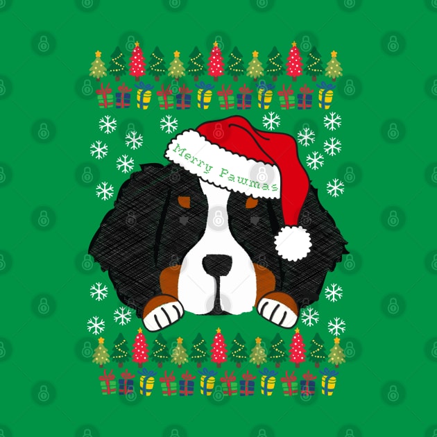 Ugly Christmas Sweater Bernese Mt Dog Santa by EMR_Designs