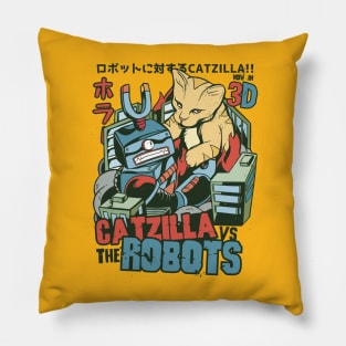 Catzilla vs Robots Pillow