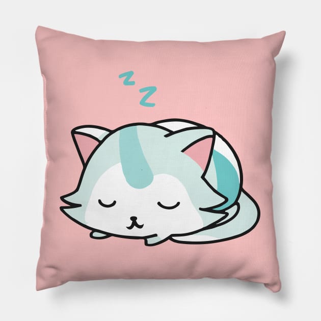 Cute kawaii cat sleeping Pillow by Kawaii Bomb