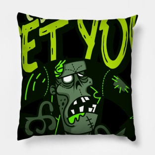 Coming To Get You Funny Zombie Halloween Design Pillow