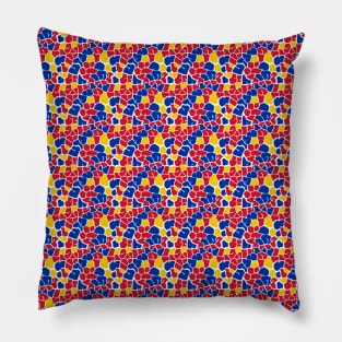 Elephant Print Skin Pattern Red Blue Yellow Pillow