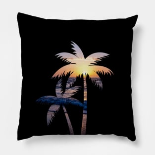 Sunset palm tree Pillow