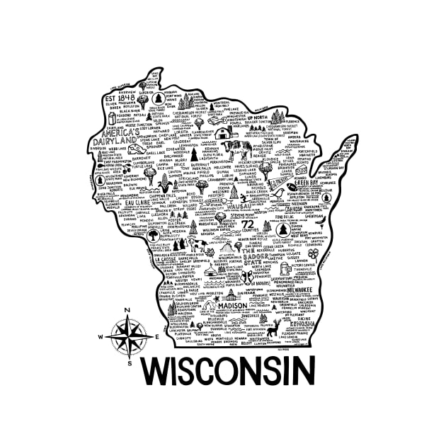 Wisconsin Map by fiberandgloss