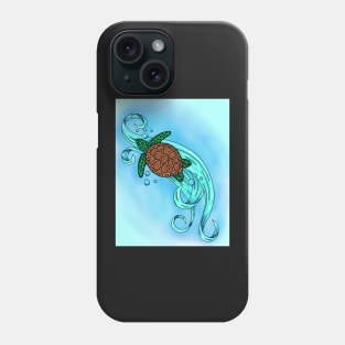 Sea Turtle Swimming in the waves Phone Case