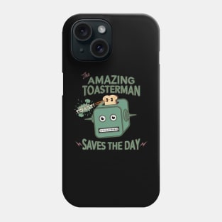 The Amazing Toasterman Saves the Day Funny Halftone Robot Toaster Phone Case